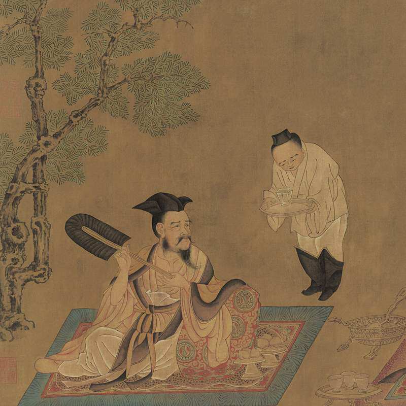 孙位高逸图卷竹林七贤复古书画人物国画真迹高清仿古横幅复制装饰