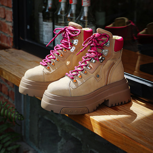 【秦岚同款】BLOCCO5女鞋秋冬ALL ROUND马丁靴厚底增高户外大黄靴 - 图1