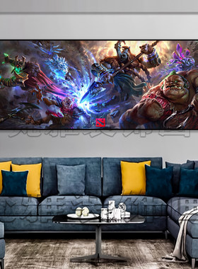 Dota2电竞挂画刀塔2英雄Ti12影魔剑圣火女敌法网吧酒店游戏装饰画
