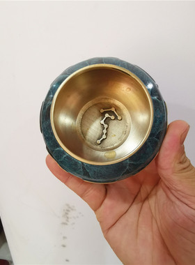 道用品 大号铜八卦水盂杯 太极八卦水盂净水杯浅蓝色三台七星杯
