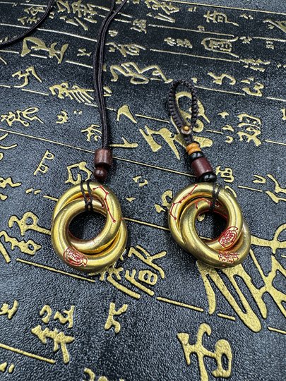 Taoist supplies copper universe circle crape myrtle taboo seven-star copper universe circle yin and yang ring pendant car hanging key chain pendant