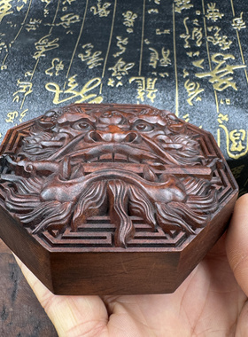 道家用品精雕狮咬剑雷击枣木兽头挂件狮咬剑八卦镜化大门对门窗口
