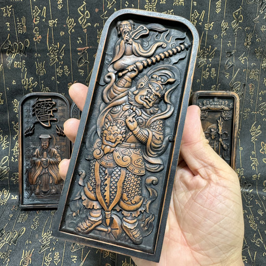 Taoist supplies large antique jujube wood Wang Lingguan token finely carved Wang Marshal Five Thunder Order antique token