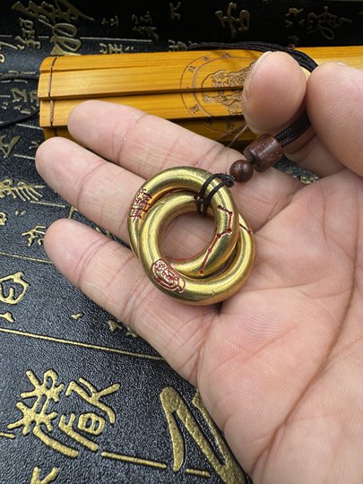 Taoist supplies copper universe circle crape myrtle taboo seven-star copper universe circle yin and yang ring pendant car hanging key chain pendant
