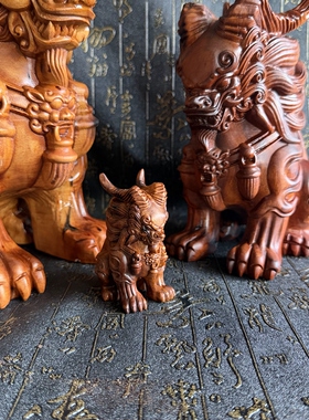 道家雷枣木精雕神兽饕餮摆件上古神兽精工雕刻木质工艺品家居装饰