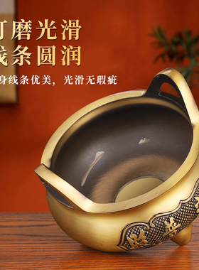 纯供佛奉黄铜合金三足鼎炉香炉