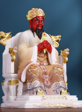 汉白玉彩绘广济龙王佛像供奉摆件