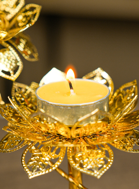 【清货】莲花烛台家用供奉财神爷酥油烛台灯座神台佛堂蜡烛底座灯