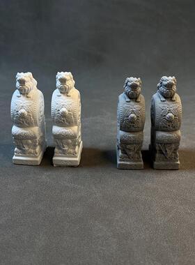 仿古门当石桌面小摆件国风门墩一对招财貔貅抱鼓石微景观造景装饰