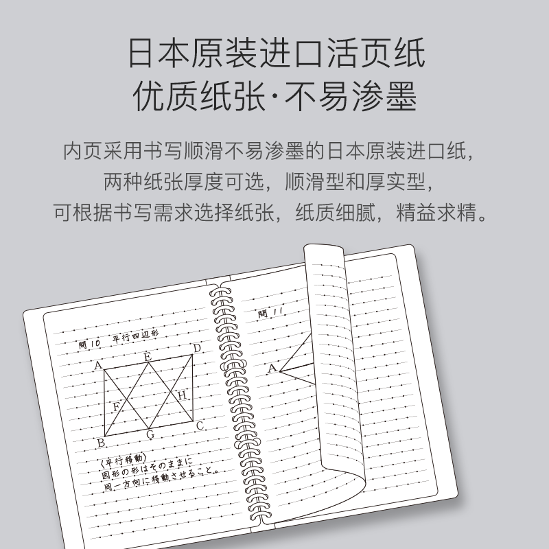 日本KOKUYO国誉原纸进口纸活页本替芯CampusA4/A5/B5笔记本记事本芯内芯 横线方格点线空白厚纸张顺滑型 - 图1