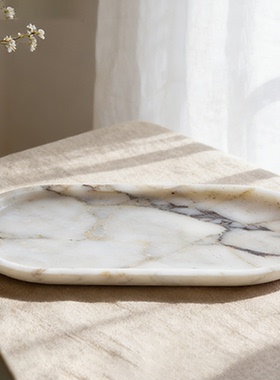 轻奢天然大理石托盘首饰装饰摆件