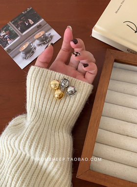 FromSheep冷淡风个性圆球耳钉女