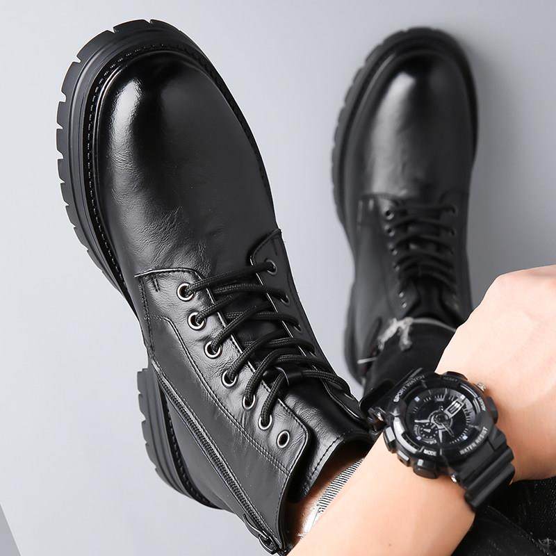 冬季新款马丁靴高帮棉皮鞋男士真皮羊毛保暖棉靴休闲男皮靴工装靴,淘宝优惠券,粉丝福利购,淘宝优惠卷