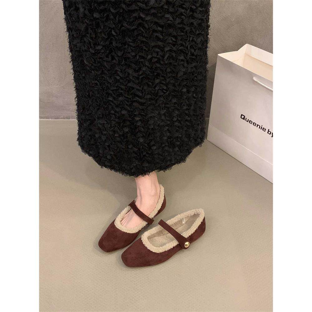 香港平底绒面豹纹单鞋女鞋子2025新款秋季加绒毛毛鞋玛丽珍棉鞋,淘宝优惠券,粉丝福利购,淘宝优惠卷