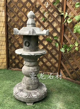 太阳能石灯笼青石仿古做旧石灯宫灯庭院灯草坪灯日式庭院装饰摆件