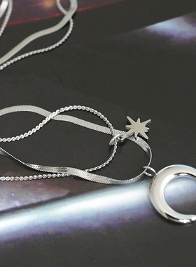 kansai新款月亮八星饰品扁蛇链