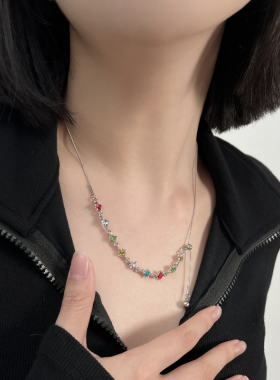 KANSAI女多彩锆石拼接流苏项链