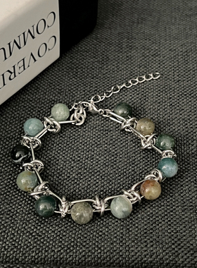 刊赛天然石玻璃珠拼色手链