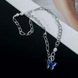 Синее двухцветное ожерелье из жемчуга, толстовка, модный аксессуар