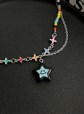 幸运星彩色项链甜酷风多巴胺配饰