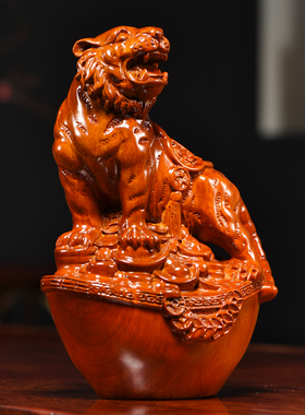 花梨木雕老虎摆件新中式实木十二生肖全套家居客厅电视柜装饰礼品