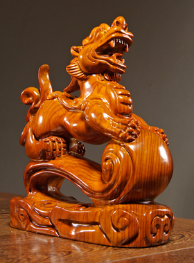 花梨实木雕刻如意貔貅摆件红木皮丘家居客厅公司装饰开业工艺礼品