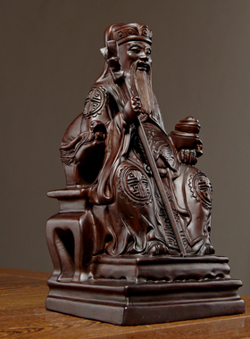 黑檀木雕福德正神土地公土地爷神像摆件实木家居店铺装饰工艺礼品