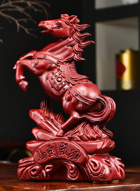 红花梨实木质马到成功摆件十二生肖木雕家居办公装饰开业工艺礼品