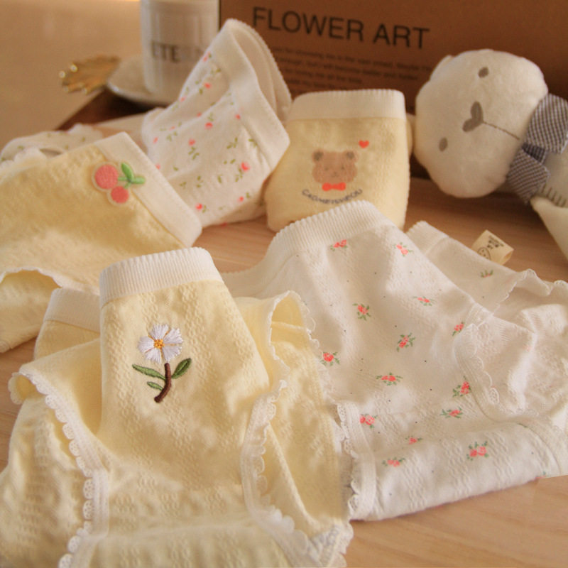 A类婴儿棉抑菌裆三角内裤女童纯棉刺绣雏菊中腰碎花少女孩甜美ins,淘宝优惠券,粉丝福利购,淘宝优惠卷