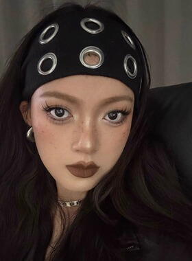 欧美y2k辣妹纯色发带男女头箍