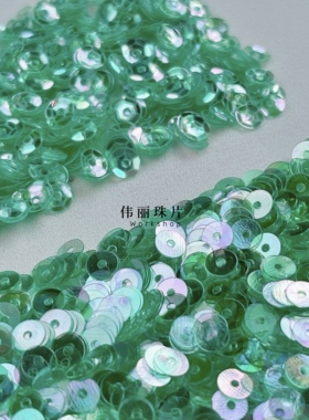 松伯绿色法式刺绣PVC珠片