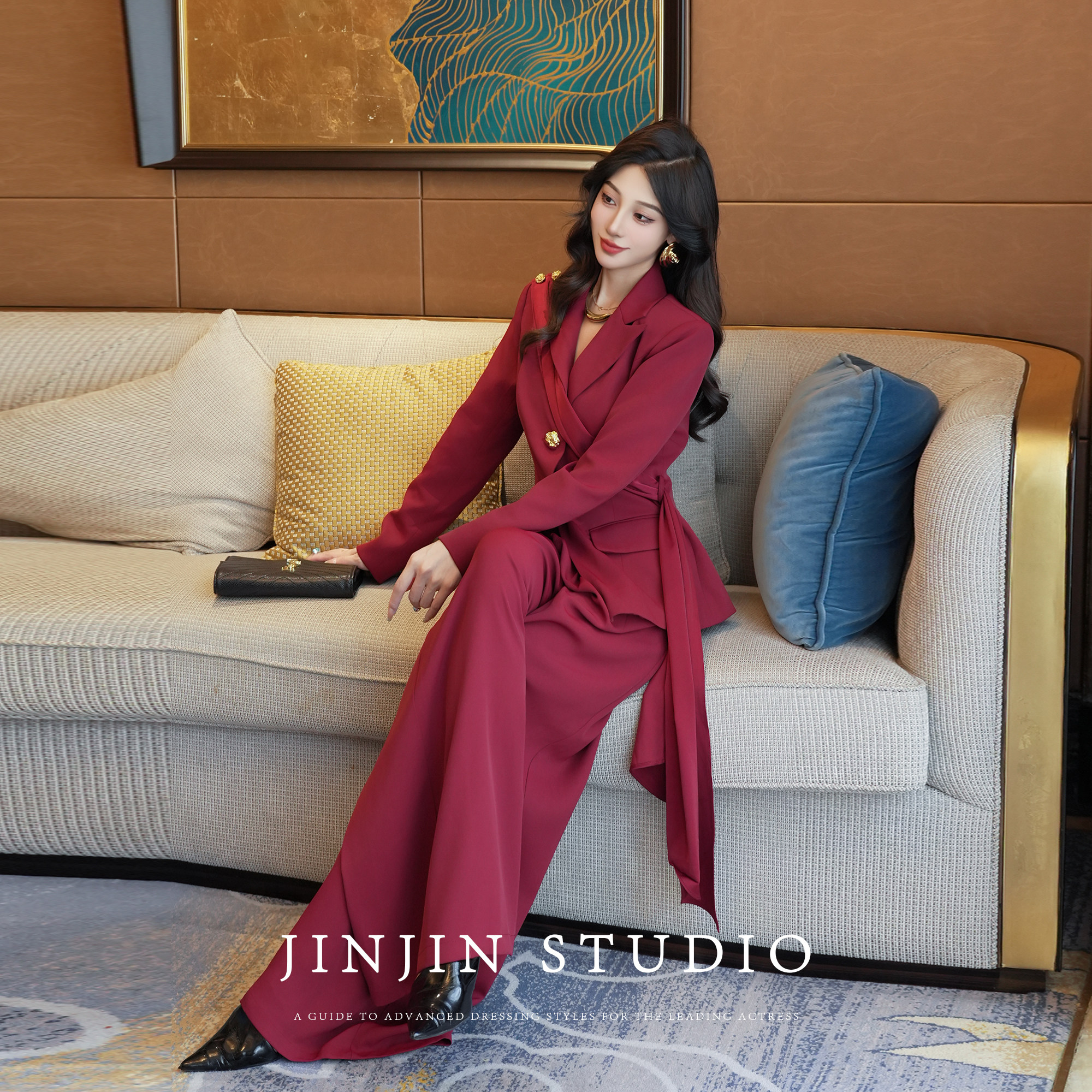 MD进进原创【优雅晚宴】2025早秋新品气质设计感西服阔腿裤套装,淘宝优惠券,粉丝福利购,淘宝优惠卷