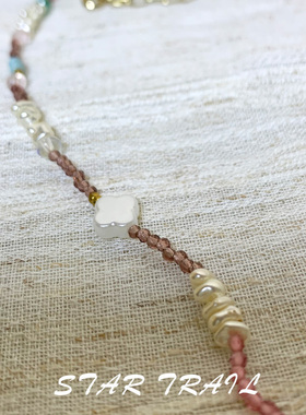星轨天然碧玺珍珠坦桑石松石原创小众choker项链
