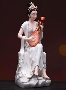 佛堂陶瓷琵琶七仙女摆件
