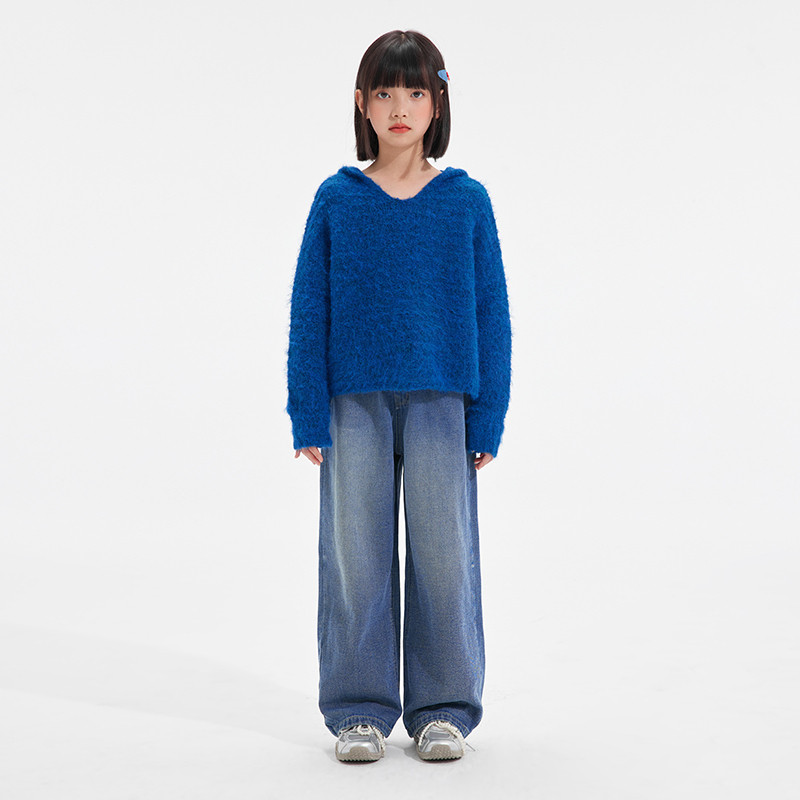 植木童装女童牛仔裤2025新款儿童裤子直筒裤秋冬中大童字母阔腿裤,淘宝优惠券,粉丝福利购,淘宝优惠卷