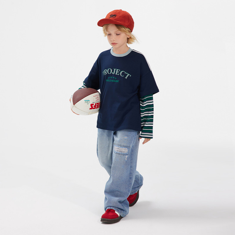 植木童装 男童牛仔裤破洞儿童裤子2025新款秋冬 中大童直筒裤潮酷,淘宝优惠券,粉丝福利购,淘宝优惠卷