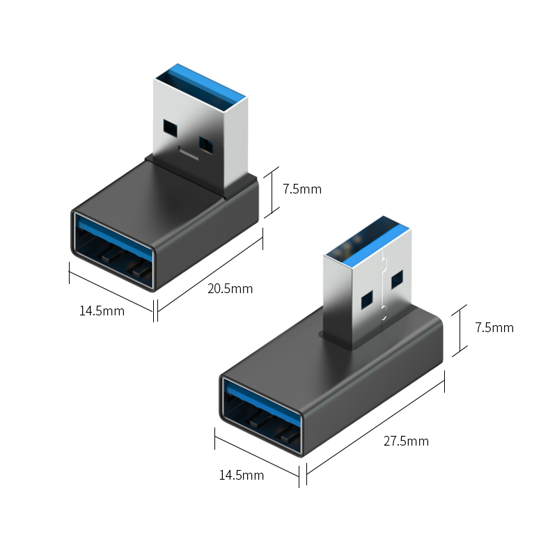 USB3.0公对母转接头直角L形立式高速90度弯头usb加长延长线笔记本电脑车载手机平板U盘鼠标键盘OTG转换器 - 图3