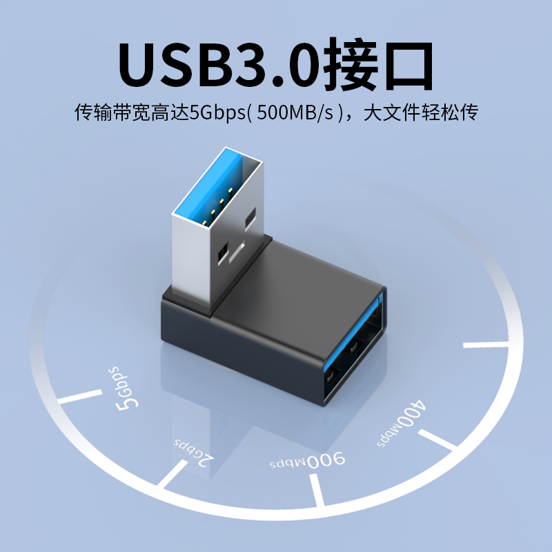 USB3.0公对母转接头直角L形立式高速90度弯头usb加长延长线笔记本电脑车载手机平板U盘鼠标键盘OTG转换器 - 图0