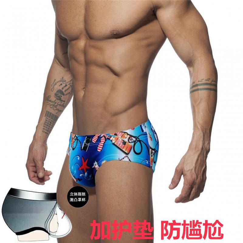 Swim trunks triangle swim trunks anti awkwardness cup swim t-图2