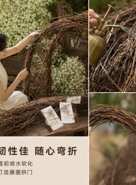 天然茯苓藤干枝婚礼橱窗花艺造型