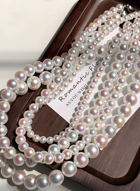 日本gentle motto极粉光akoya 母贝珍珠项链女夏季不掉色毛衣