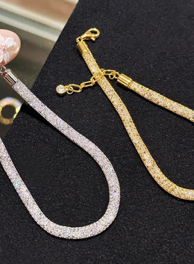 日本gentle motto钱袋子锆石网球手链轻奢高级感手串女百搭满钻