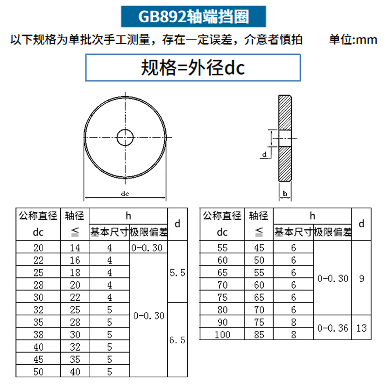 GB892螺钉紧固轴端挡圈轴端挡板垫圈加厚加大平垫片华司 6折 - 图1