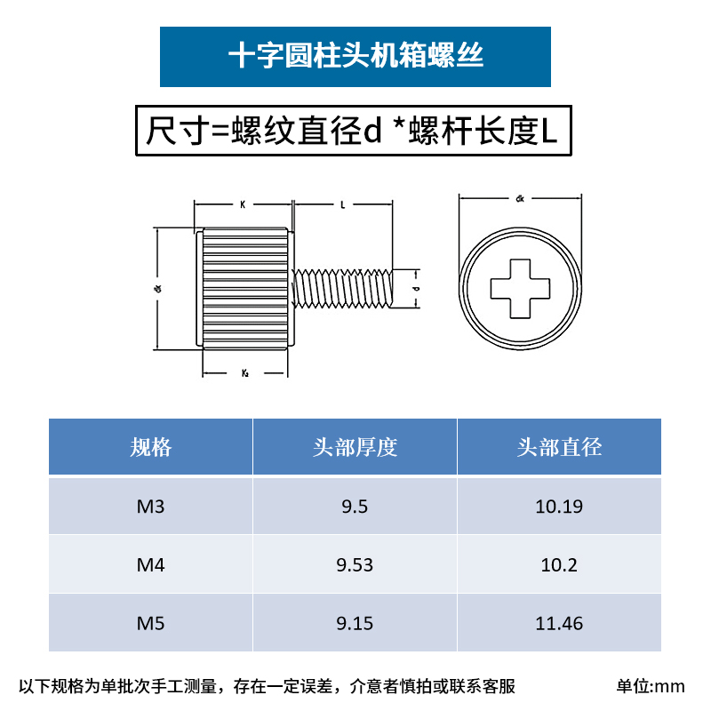 塑料十字圆柱头手拧螺丝手扭手柄电脑机箱侧板滚花螺丝m3m4-图1