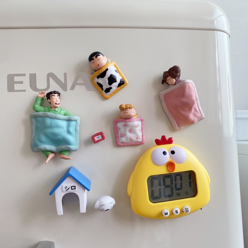 创意蜡笔小新冰箱贴睡眠中的一家人家居装饰贴洞洞板留言磁吸磁性 - 图0