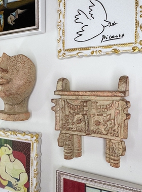 复古文艺美术博物馆冰箱贴名画油画展览纪念品磁吸半人面雕像装饰