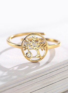 钛钢意大利幸运生命树微镶气质