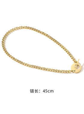 欧美钛钢14k金ins大气锁骨链