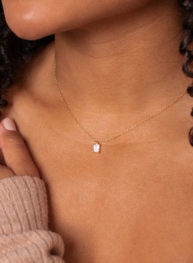 水晶吊坠钛钢ipg14k金ins极简风