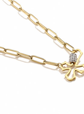 镂空微镶钻大气欧美款镀金项链